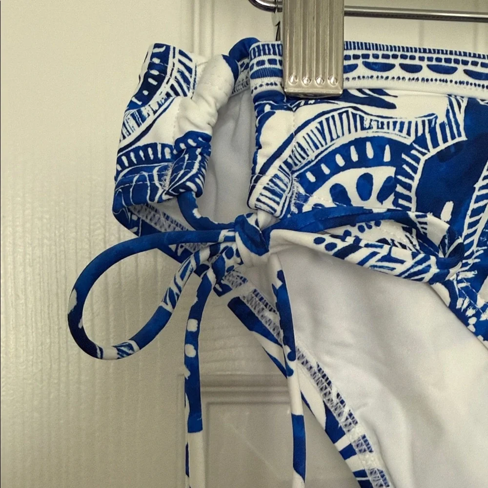 La Blanca Blue and White Floral Tie-Side Bikini Bottoms - Picture 2 of 10